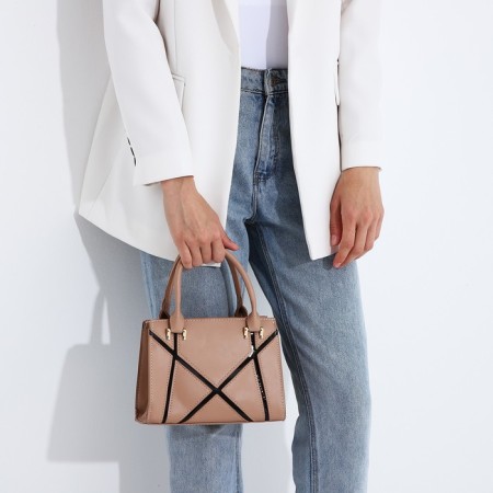 Bag Female Tout with zipper, beige color-7