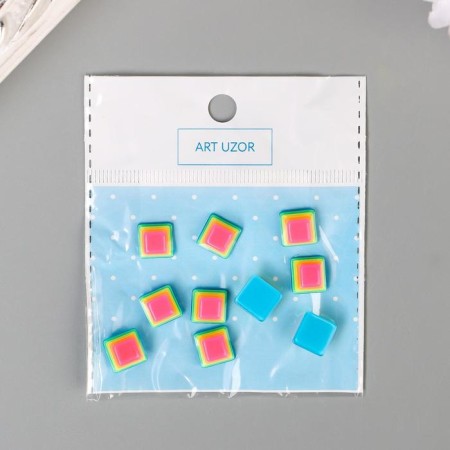 Decor for creativity plastic "Striped Cubes" multi -colored set 10 pcs 1.1x1.1 cm-3