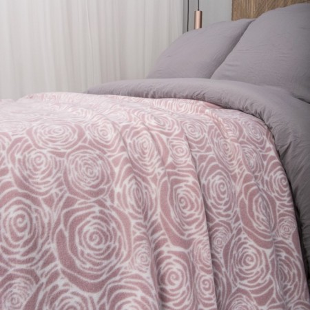 Fleet blanket "Roses", size 150x200 cm, color dusty rose-2