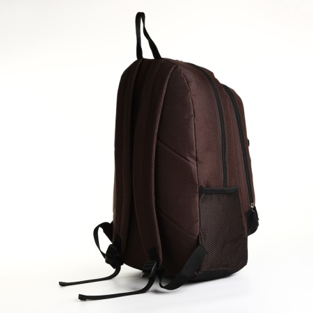Youth backpack with a zipper, 3 pockets, brown color-3