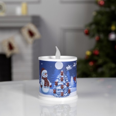 LED figure "Candle with snowmen" 7.5 × 10 × 7.5 cm, plastic, batteries AG13x3, glow of multi-2
