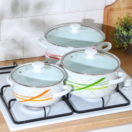 Set of pots "Graph-1-Exista", 3 subjects: 2 l, 3 l, 4 l, covers, induction-3