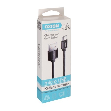 Oxion DCC258, MicroUSB - USB, charging + data transfer, 1.3 m, braid, black-3