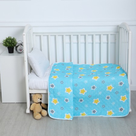 Star coverlet 110x140cm, turquoise, calico 120g/m, HL 100%-2