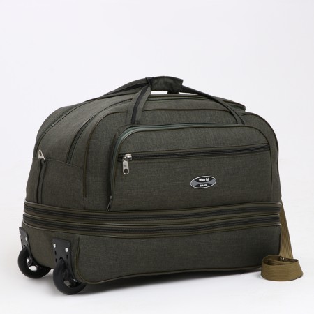 Road bag on wheels, a lightning department, with an increase, an outer pocket, khaki color