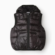 Warm vesty vest, black color, height 110-116 cm