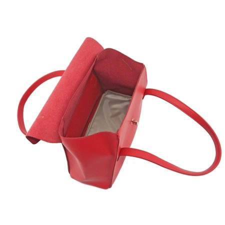 Bag women, genuine leather, red 31x12x25 cm-1