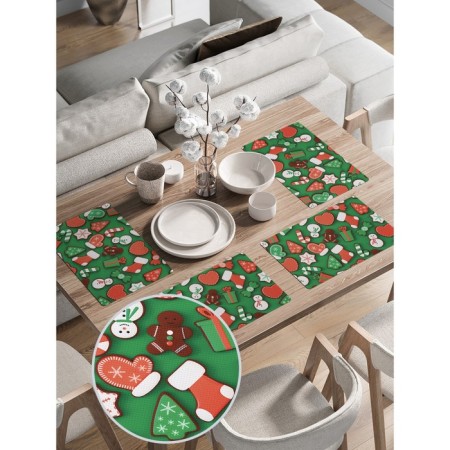 A set of napkins for setting the table "Gingerbreads", rectangular, rounded edges, size 30x46 cm, 4 pcs-1