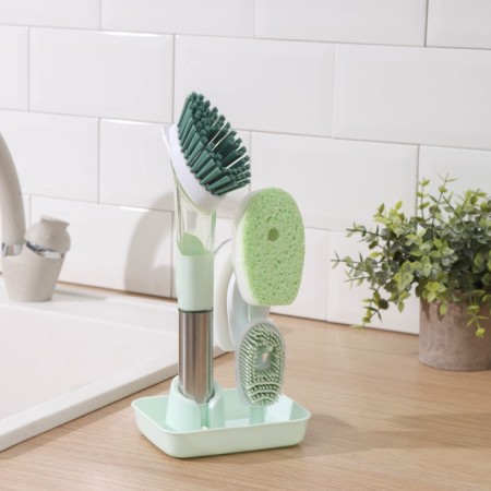 Raccoon Dishes “Practitioner”, Doster handle, 4 brushes, holder-stand, green color, green