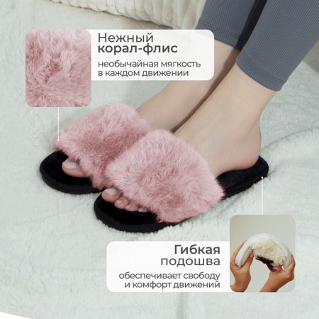 Women's slippers with open nose size 39-40, peach color-1