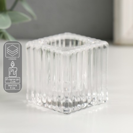Glass of glass per 1 candle "Square" transparent d-2 cm 3.8x3.8x4 cm