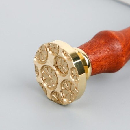 Printing for wax with a wooden handle "Citrus slices" 9x2.5x2.5 cm-3