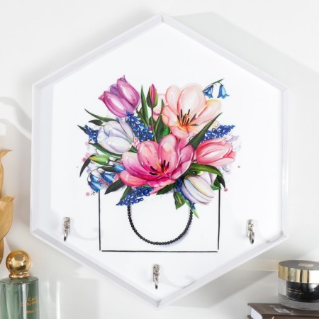 Decorative hooks 3 hooks "Tulips in the bag" 34x30 cm