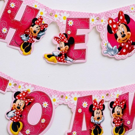 Garland on the eyelets "I am 1 year old", length 135 cm, Minnie Mouse-3