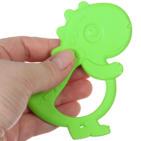 Silicone teething "Dino", green color, heap, button-4