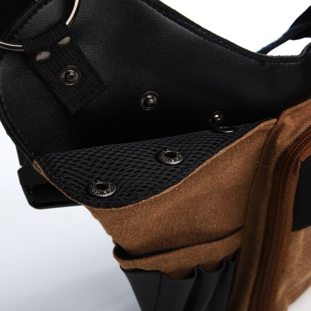 Lightning waist bag, 3 outer pockets, hook on the thigh, brown color-7