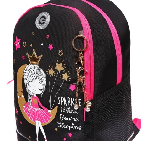 School backpack, 38 x 28 x 18 cm, Grizzly, ergonomic back, + keychain, black-7