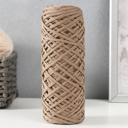 Knitting cord 100% polyester, width 3 mm 100m (latte)