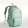 School backpack from textiles on lightning, 7 pockets, green color