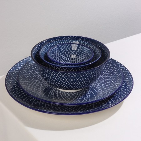 Poramic plate "Boda", d = 22 cm, blue color-7