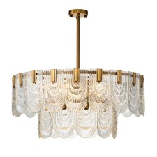 Светильник на штанге Indigo, 12022/B/9R Brass. 9х60Вт, E14, 800х800х395/1395 мм, эффект кружево