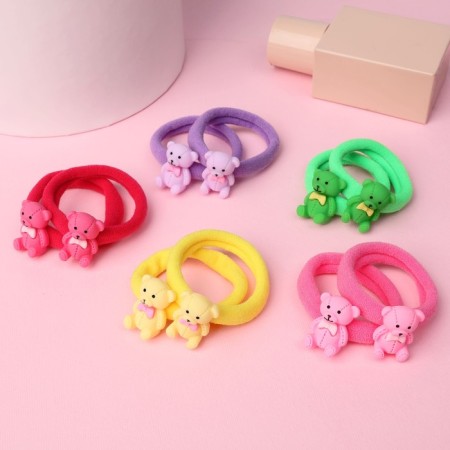 Hair gum "Funny animals" (set 2 pcs) Teddy bear, 2 cm, mix-1