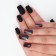 Falbled nails "Night", 12 pcs, with sparkles and holography, with adhesive plates, a soft square, black form