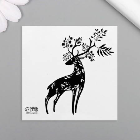 Tattoo on the body Black "Deer" 6x6 cm-3