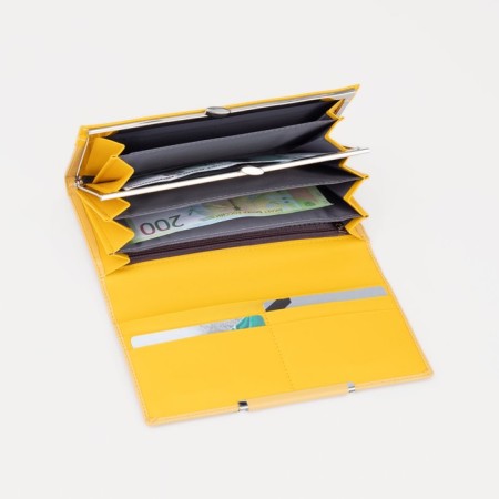 Women's wallet on magnets, yellow color-3