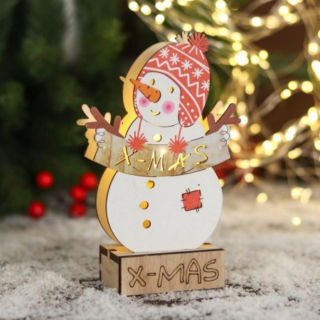Figure New Year's light "Snowman in a hat with pompom" 10x16 cm-2