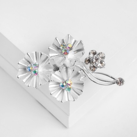 Brooch "Dandelions" flowers, colored in matte silver-2