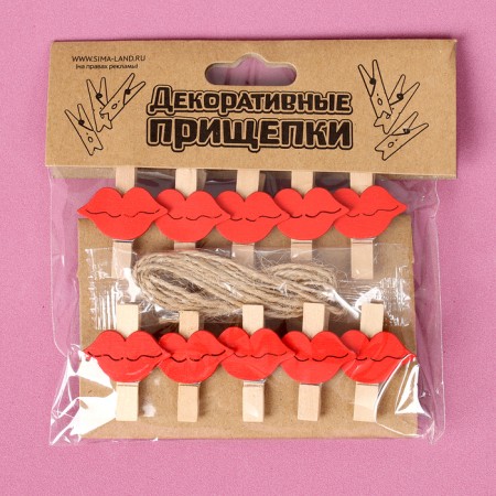 Decorative clothespins with a rope for the suspension "Sponges" set 10 pcs., 2.5 × 12.5 × 13.5 cm-4