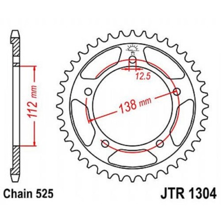 Vednoy star JT SPROCKETS 1304.47, chain 525, 47 teeth