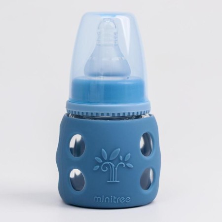 A bottle in a silicone case, glass, classic throat, +0 months, 60ml., Mix color for a boy-7