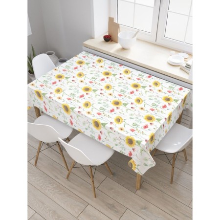The tablecloth “Sunflowers and poppies”, rectangular, Saten, size 120x145 cm