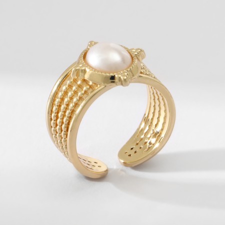 Ring with pearls "bohemia" color white in gold, dimensionless-2