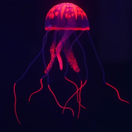Decor for the Aquarium "Medusa" silicone, with a neon effect, 5 x 5 x 15 cm, pink-1