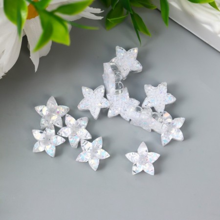 Decor for creativity Plastic "Flower-Piteris White-blue" Crystal 1.4x1.4 cm-2