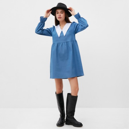 Women's dress with a collar Mist, p.48, blue-2