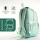 School backpack from textiles on lightning, 7 pockets, green color
