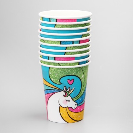 A single -boiled paper glass "Rainbow Unicorn", 250 ml-1