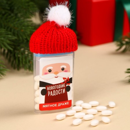 New Year! Drage sweets in a bank, with vitamin C "Santa Claus", Mint, 18 g-2