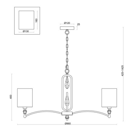 Suspended lamp Freya FR1007PL-08BS Riverside, 860x860x1425 mm, E14, 8x40W, brass color-1