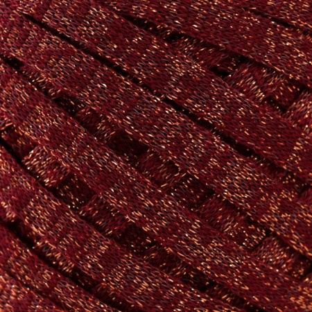 Knitted yarn "Ribbon" with Lurex 85m/170 ± 5 g (cherry, lurex: copper)-2