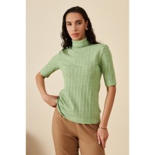 Women's turtleneck with short sleeve Eliseeva Olesya, size 44, green color