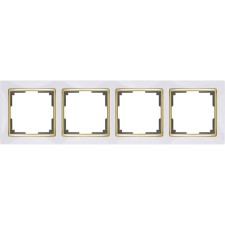 Рамка на 4 поста  WL03-Frame-04-white-GD, цвет золото, белый