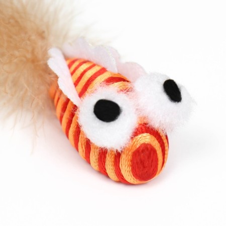 Toy for cats "striped fish" with feathers, 5 cm, orange-4