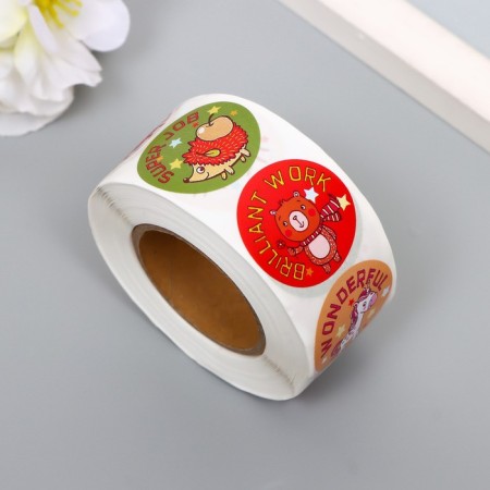 Stick Paper "joyful animals" d = 2.5 cm 500 pcs in a rolon 3x6x6 cm-1