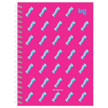 Notebook A6, 120 sheets in a cage on the crest "Barbie Style", a solid cover, matte lamination, selective varnish, mix-4