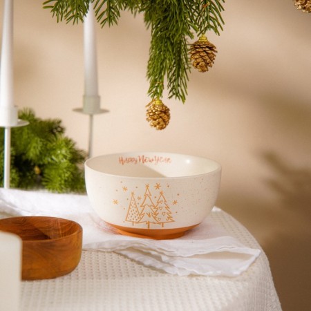 New Year's salad Sl Home "Happy New Year", 850 ml, d = 15.5 cm, ceramics, white color